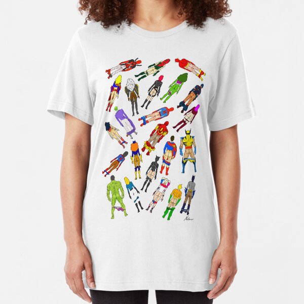 Butt of Superhero Villian - on White Slim Fit T-Shirt