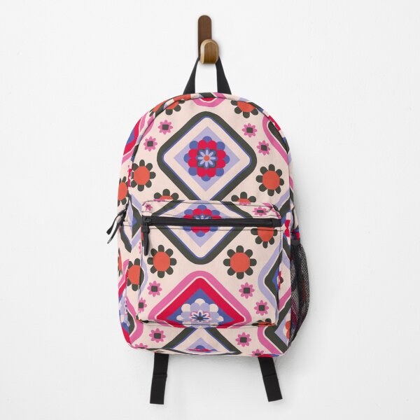 Item preview, Flowers and rhombuses pattern on pink background designed and sold by IlustraDeni.
