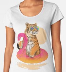 Chillin, Flamingo-Tiger Premium Rundhals-Shirt