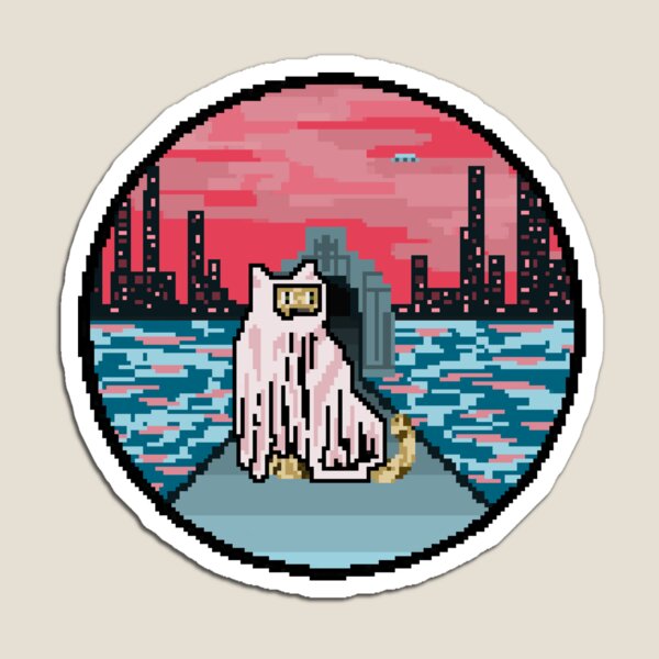 Pixel Ghost Kitty Cat Magnet