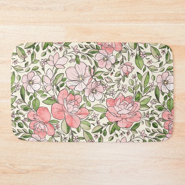 Item preview, A Vintagey Botanical Floral in Pink and Green  designed and sold by Perrin Le Feuvre.