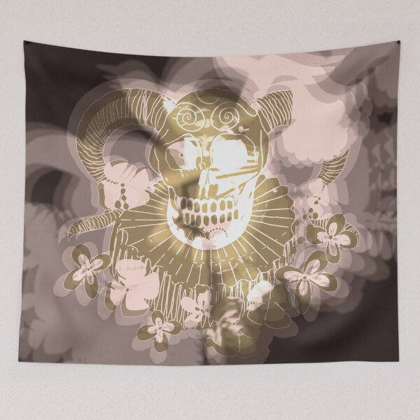 Item preview,  Romantic victorian gothic horror dream horned skull pink tone designed and sold by LynseysArtShop.