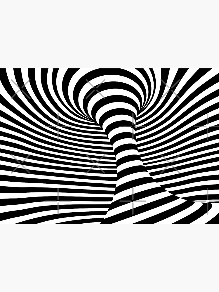 Black And White Optical Illusion Vortex Wormhole Op Art Geometric