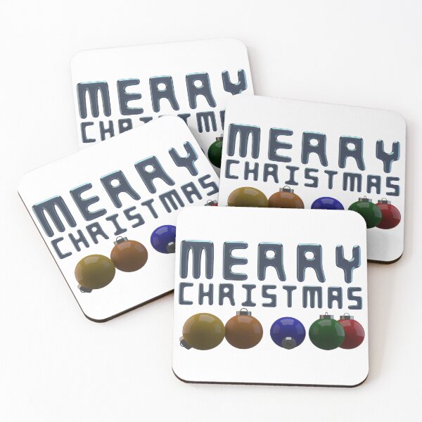 Item preview, Glossy Shiny Blue 3D Typographical Merry Christmas Text And Colourful Christmas Tree Ornaments designed and sold by Jason123za.