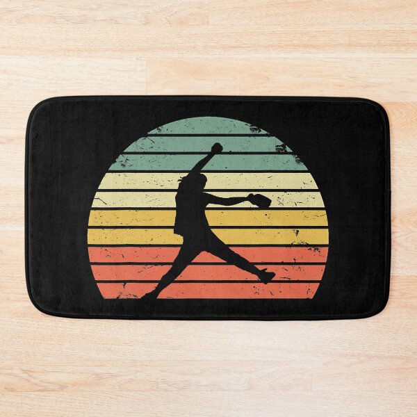 Item preview, Vintage Softball Girl Pitching Silhouette Retro Sunset designed and sold by MichelSorour.