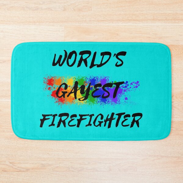 Item preview, World's Gayest Firefighter LGBT Colors For Proud Gay Firefighters In Cyan designed and sold by LuckyKermit.