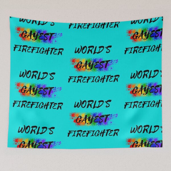 Item preview, World's Gayest Firefighter LGBT Colors For Proud Gay Firefighters In Cyan designed and sold by LuckyKermit.