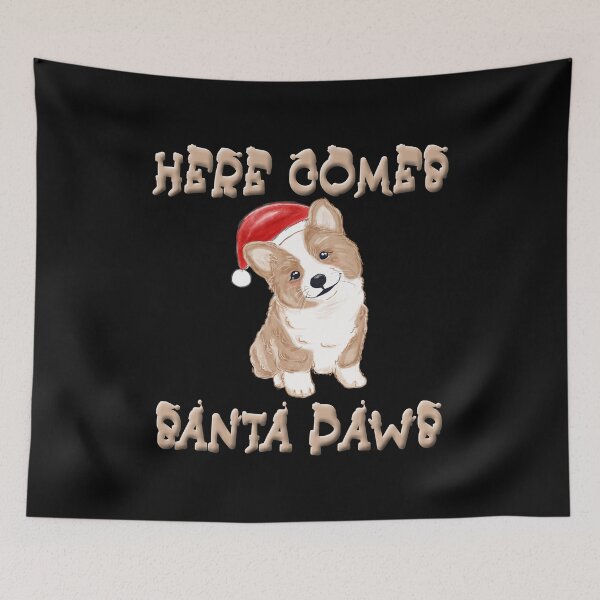 Item preview, Here Comes Santa Paws Dog Santa Hat Funny Christmas Lyric Pun designed and sold by PunnyLyrics.