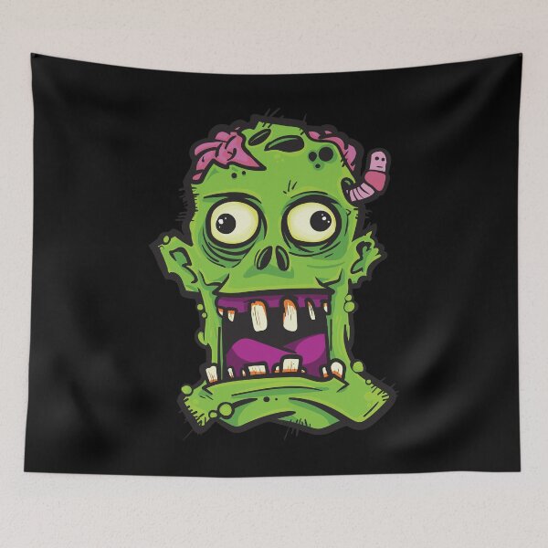 Item preview, Zombie Face Brain Worms Maggots Scary Halloween Drawing designed and sold by Delightfully Cynical.