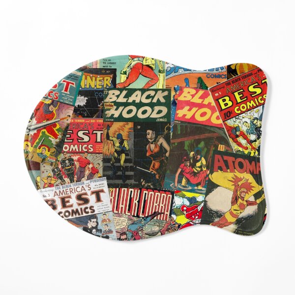 VINTAGE COMIC BOOK SUPER HERO MOSAIC Cat Mat