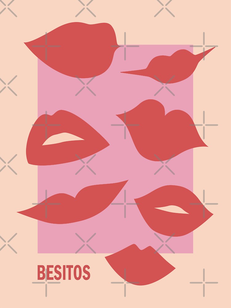 Besitos Red Lips Kiss Y2k Decor Retro Poster Fashion Decor Pink