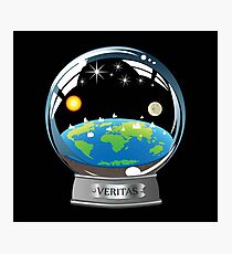Flat Earth Snow Globe - The True Man Show - Veritas. Truth. Photographic Print