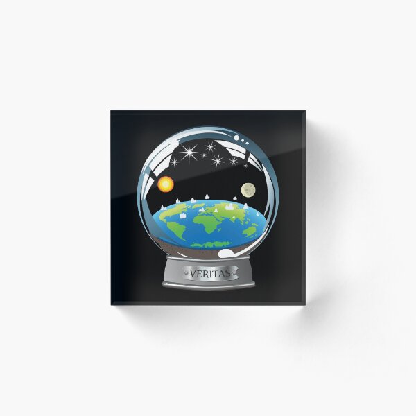 Flat Earth Snow Globe - The True Man Show - Veritas. Truth. Acrylic Block