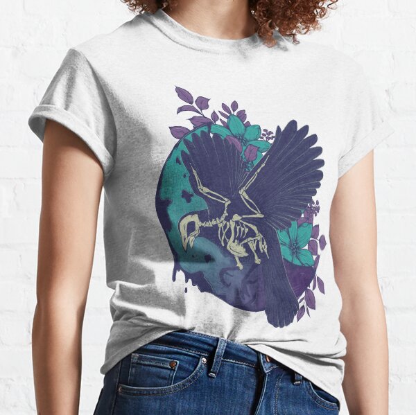 Crow skeleton and moon Classic T-Shirt