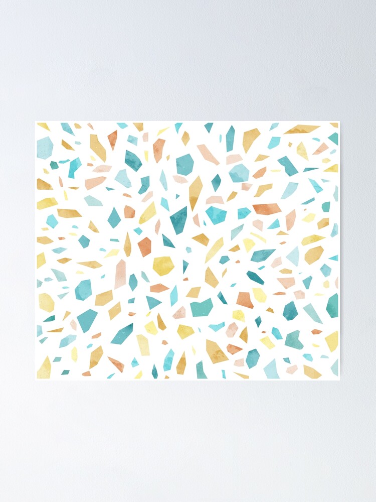 Terrazzo Vintage Pastellgrun Blau Turkis Gelb Orange Poster Von Sylvaincombe Redbubble