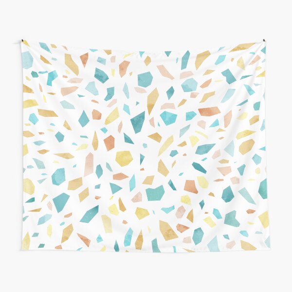 Terrazzo vintage pastel vert bleu turquoise jaune orange Tentures