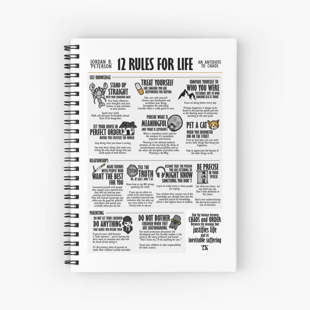 12 Rules for Life Visual Book (Jordan B. Peterson) Spiral Notebook for  Sale by TKsuited
