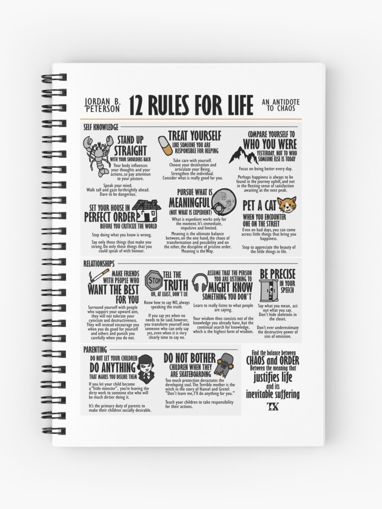 12 Rules for Life Visual Book (Jordan B. Peterson) Spiral Notebook for  Sale by TKsuited