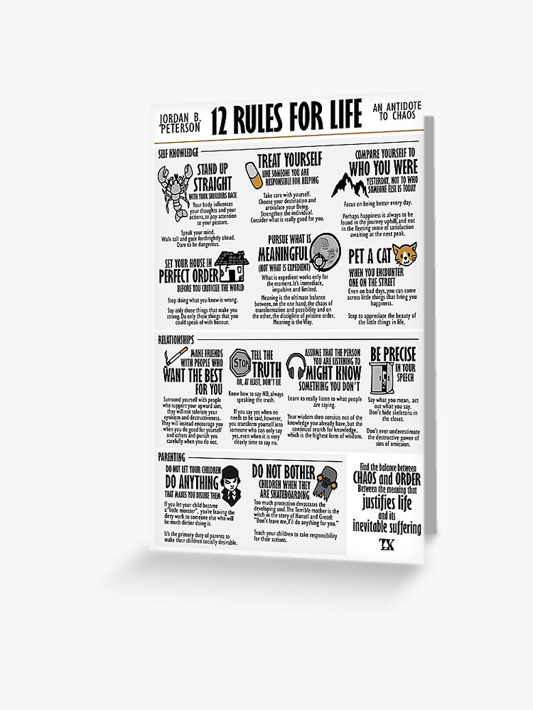 12 Rules for Life Visual Book (Jordan B. Peterson) Greeting Card for Sale  by TKsuited