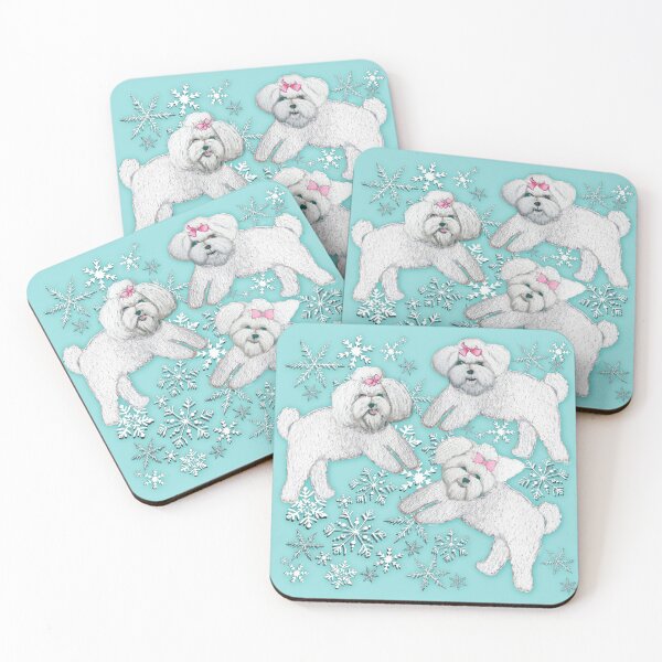 Item preview, White dogs or puppies and snowflakes Christmas designed and sold by MagentaRose.