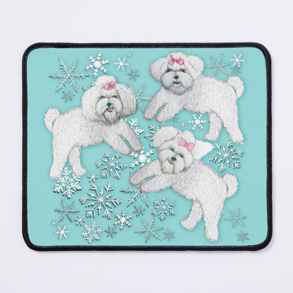 Item preview, White dogs or puppies and snowflakes Christmas designed and sold by MagentaRose.