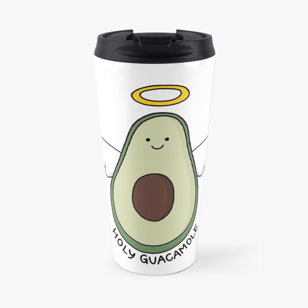 'Holy Guacamole' Avocado Illustration Travel Mug