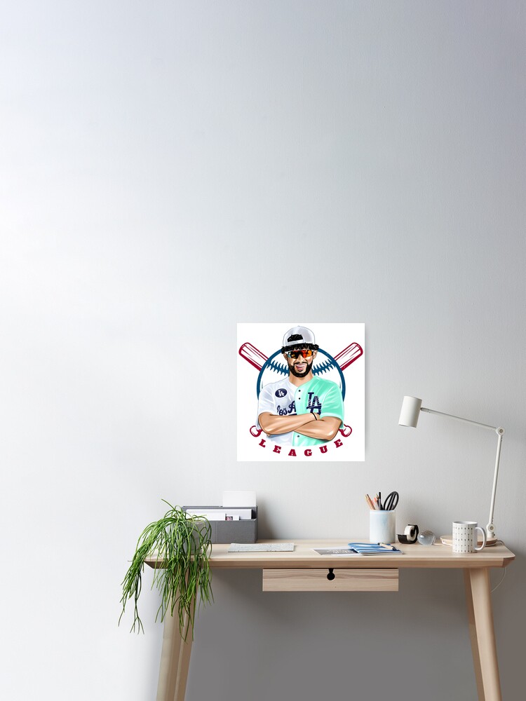 Bad Bunny in Los Angeles Baseball Jersey Sticker for Sale by OmoYolo
