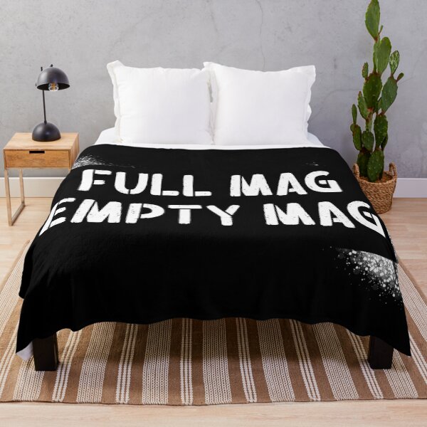 Item preview, Cool Full Mag Empty Mag Quote in Stencil Brush Font White Color designed and sold by RiciPaneto.