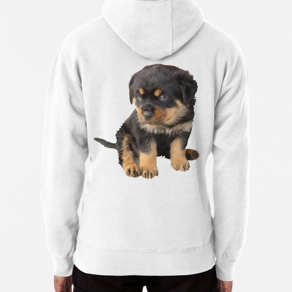 Rottweiler Puppy With Cute Expression Cut Out | Pullover Hoodie