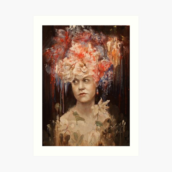 Girl with a Pill Earring Art Print