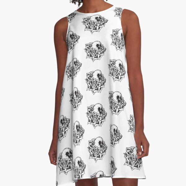 Skull and Roses A-Line Dress