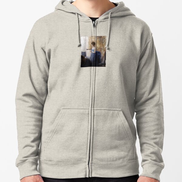 Girl Reading a Text Zipped Hoodie
