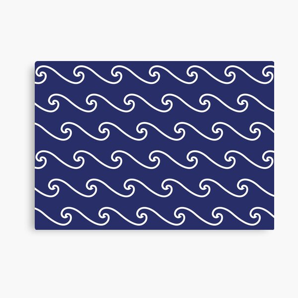 Wave Pattern | Abstract Waves | Nautical Patterns | Ocean Waves | Navy Blue and White | Canvas Print