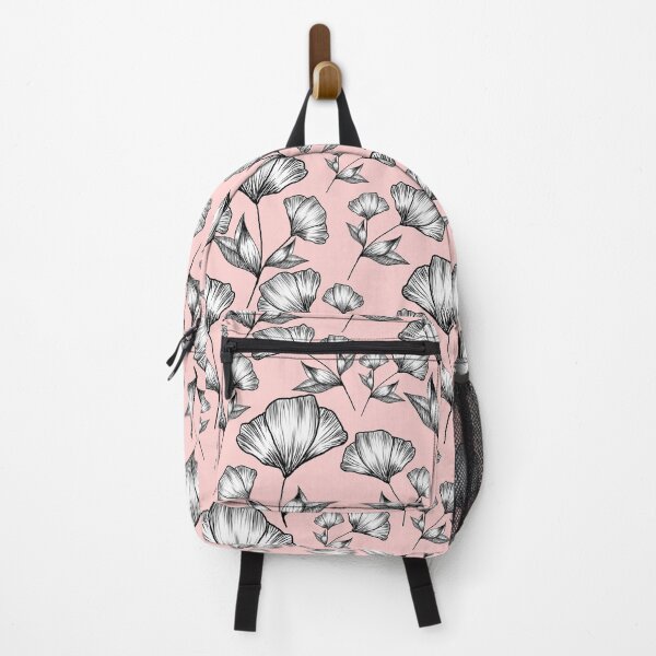Item preview, White line art flowers on powder pink, seamless pattern designed and sold by Smetankinaart.