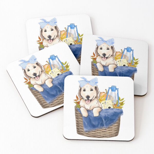 Artikelvorschau, Niedliche Golden Retriever gemütliche Herbst Herbst Illustration Waldtiere entworfen und verkauft von CreativeBu.