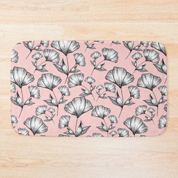 Item preview, White line art flowers on powder pink, seamless pattern designed and sold by Smetankinaart.