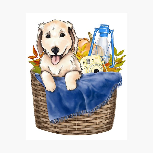 Item preview, Cute Golden Retriever Cozy Fall Autumn Illustration Woodland Animals designed and sold by CreativeBu.