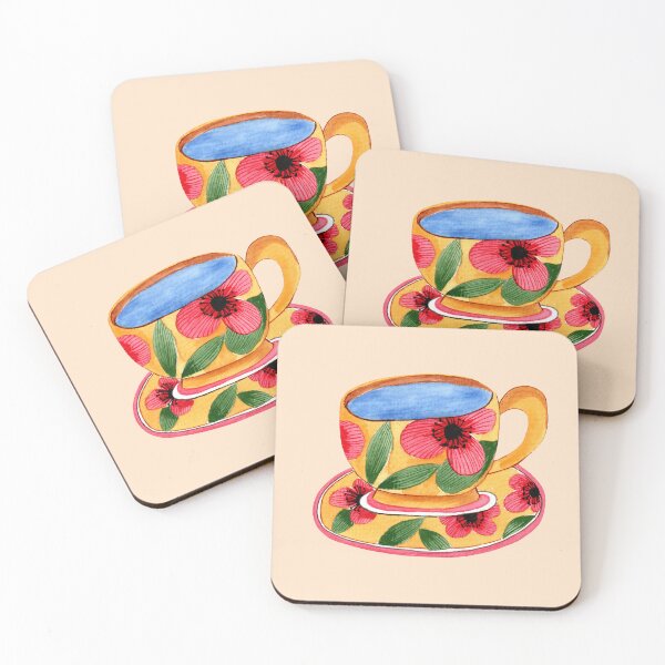 Item preview, Watercolor pretty tea cup illustration designed and sold by pinkyfish1010.