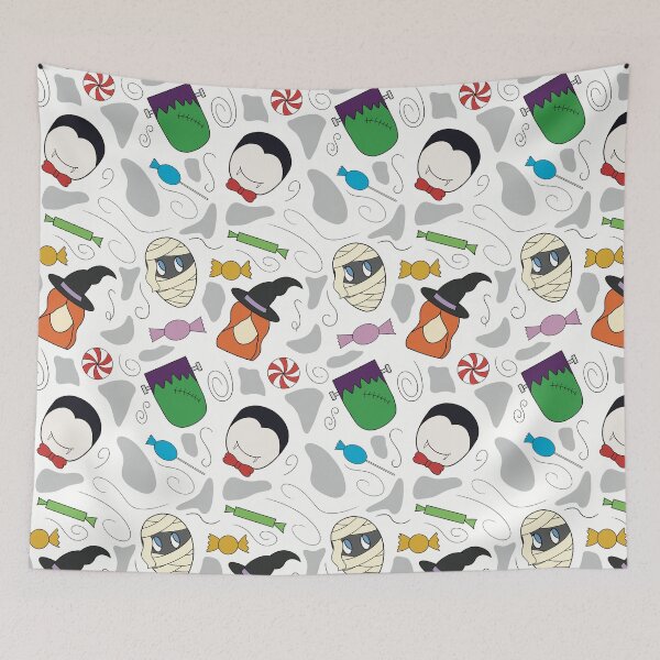 Item preview, Multi-faced Halloween pattern designed and sold by StuckandBlue.