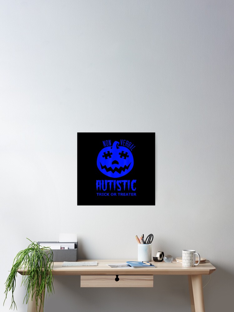 Non Verbal Autistic Trick Or Treater Blue Halloween Pumpkin T-Shirt Non Verbal Autistic Trick Or Treater Blue Halloween Pumpkin T-Shirt