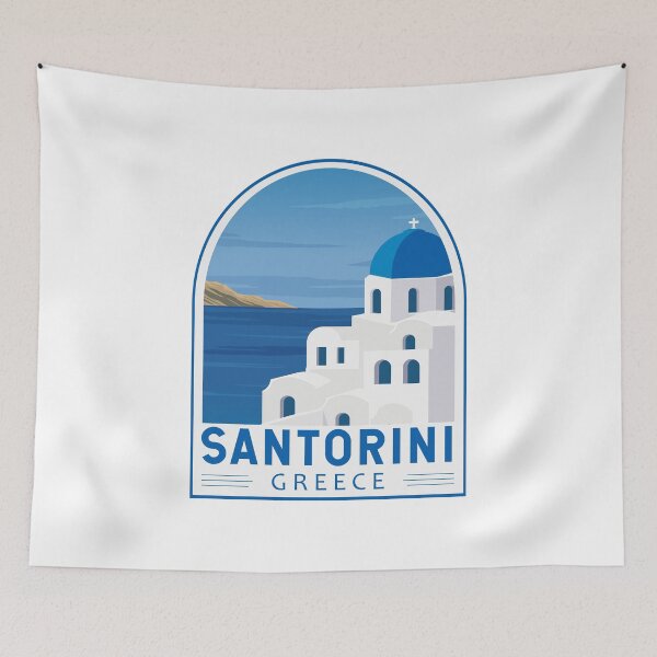 Item preview, Santorini Greece Retro Emblem designed and sold by KrisSidDesigns.