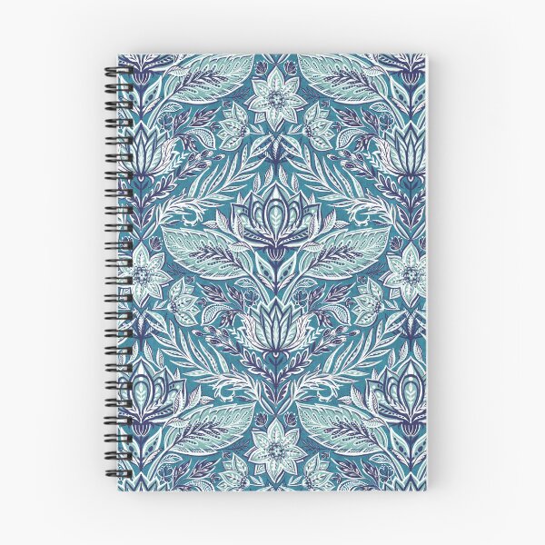 Item preview, Stylized Botanical Damask in Teal, Navy Blue and White designed and sold by micklyn.