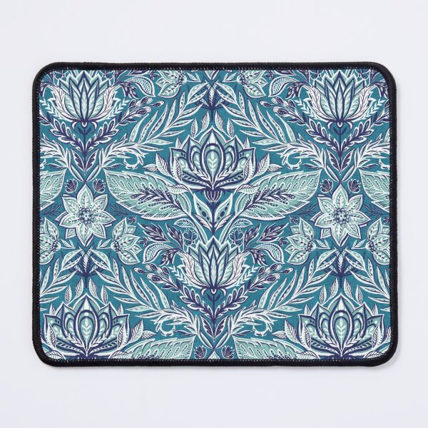 Item preview, Stylized Botanical Damask in Teal, Navy Blue and White designed and sold by micklyn.