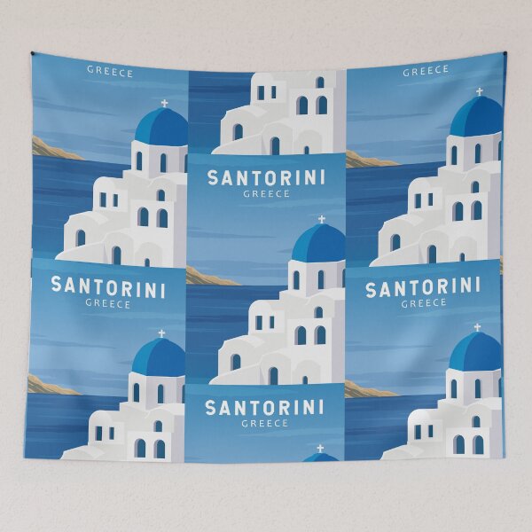 Item preview, Santorini Greece Retro Vintage designed and sold by KrisSidDesigns.