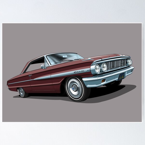 Item preview, 1964 Ford Galaxie 500 in vintage burgundy designed and sold by candc-retro.
