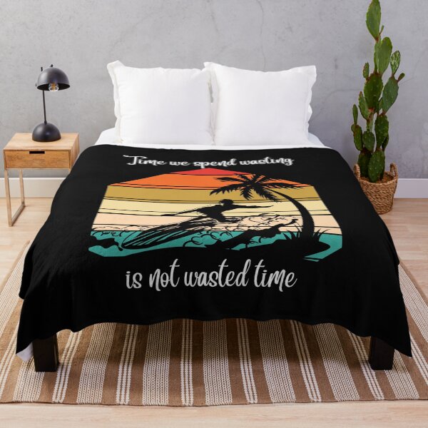 Item preview, TIME WE SPEND WASTING IS NOT WASTED TIME RETRO SURFER WHITE PRINT designed and sold by IslandBaneMerch.