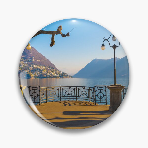 Item preview, Waterfront in Lugano with Bare Tree and Mountain and Lake Lugano designed and sold by Mats Silvan.