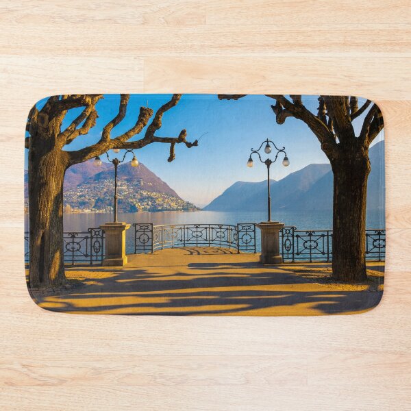 Item preview, Waterfront in Lugano with Bare Tree and Mountain and Lake Lugano designed and sold by Mats Silvan.