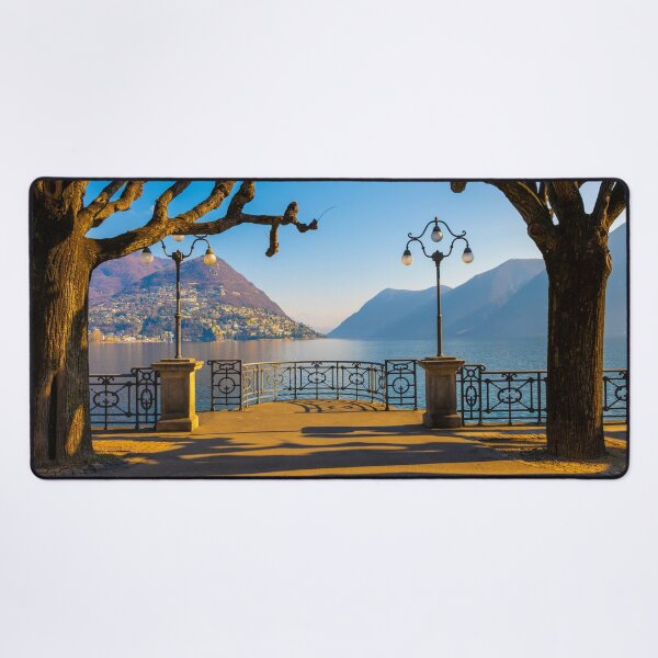 Item preview, Waterfront in Lugano with Bare Tree and Mountain and Lake Lugano designed and sold by Mats Silvan.