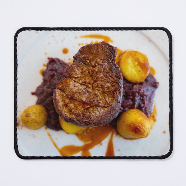 Item preview, Beef Steak with Potato and Red Cabbage on a White Plate designed and sold by Mats Silvan.
